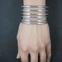 Wide Vintage Mexican Sterling Silver Cuff Bracelet 6.5 Inches