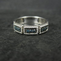 Sterling Silver Blue Diamond Band Ring Size 8