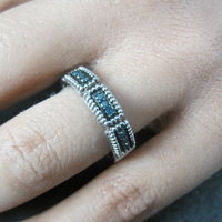 Sterling Silver Blue Diamond Band Ring Size 8