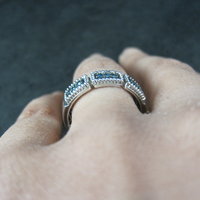 Sterling Silver Blue Diamond Band Ring Size 8