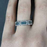 Sterling Silver Blue Diamond Band Ring Size 8