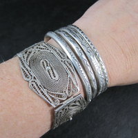 Vintage Spun Silver Sterling Cannetille Bracelet 7 Inches