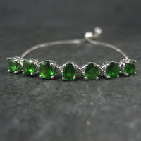Chrome Diopside Bolo Bracelet Siberian Emerald Sterling Silver