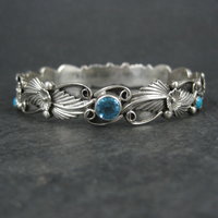 Southwestern Sterling Topaz Turquoise Bangle Bracelet