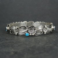 Southwestern Sterling Topaz Turquoise Bangle Bracelet