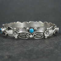 Southwestern Sterling Topaz Turquoise Bangle Bracelet