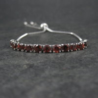 Genuine Garnet Bolo Bracelet Stainless Steel