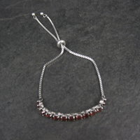 Genuine Garnet Bolo Bracelet Stainless Steel