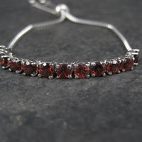 Genuine Garnet Bolo Bracelet Stainless Steel