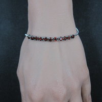 Genuine Garnet Bolo Bracelet Stainless Steel