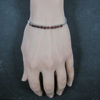 Genuine Garnet Bolo Bracelet Stainless Steel