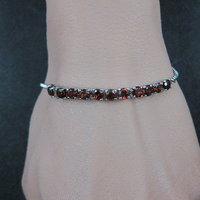 Genuine Garnet Bolo Bracelet Stainless Steel