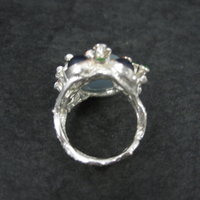 Artisan Sterling Silver Aquamarine Chrome Diopside Iolite Branch Ring Size 8