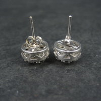 Quartz and Garnet Halo Stud Earrings Sterling Silver