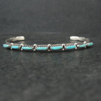Zuni Petite Point Turquoise Cuff Bracelet 6.5" 