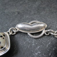 Heavy Sterling Silver Dalmatian and Picture Jasper Toggle Bracelet