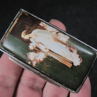 Vintage English Sterling Enamel Pill Box Art Nouveau