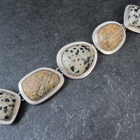 Heavy Sterling Silver Dalmatian and Picture Jasper Toggle Bracelet