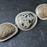 Heavy Sterling Silver Dalmatian and Picture Jasper Toggle Bracelet