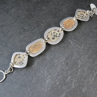 Heavy Sterling Silver Dalmatian and Picture Jasper Toggle Bracelet