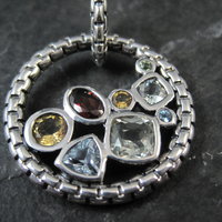 Sterling Silver Multi Gemstone Enhancer Pendant Hinged Pendant
