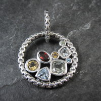 Sterling Silver Multi Gemstone Enhancer Pendant Hinged Pendant