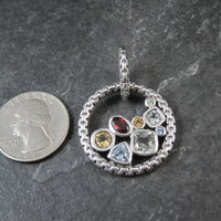 Sterling Silver Multi Gemstone Enhancer Pendant Hinged Pendant