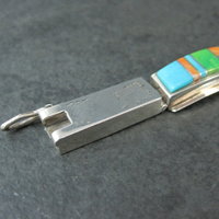 Vintage Southwestern Gemstone Inlay Bracelet Sterling Silver 6.75"