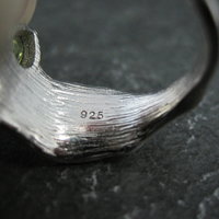 Unique Peridot & Black Spinel Ring Size 7 Sterling Silver & Vermeil