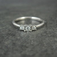 Dainty Sterling Silver 3 Stone Diamond Ring Size 8 