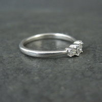 Dainty Sterling Silver 3 Stone Diamond Ring Size 8 