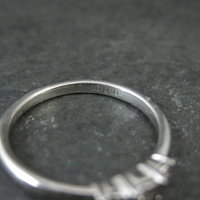 Dainty Sterling Silver 3 Stone Diamond Ring Size 8 