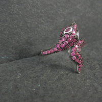 Sterling Silver Snake Ring with Pink Sapphires Size 8