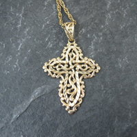 Vintage 10K Diamond Cut Filigree Cross Pendant