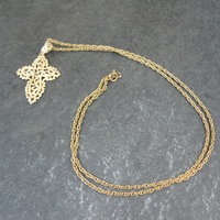 Vintage 10K Diamond Cut Filigree Cross Pendant