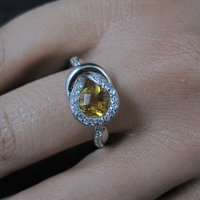 Citrine and White Zircon Ring in Sterling Silver Size 8