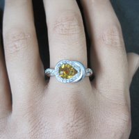 Citrine and White Zircon Ring in Sterling Silver Size 8