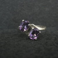 Toi et Moi Amethyst and Sterling Silver Ring Size 6