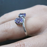 Toi et Moi Amethyst and Sterling Silver Ring Size 6