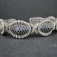 Lagos Muse Caviar Blue Sapphire Cuff Bracelet 6.34" Sterling Silver