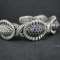 Lagos Muse Caviar Blue Sapphire Cuff Bracelet 6.34" Sterling Silver