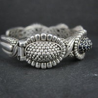 Lagos Muse Caviar Blue Sapphire Cuff Bracelet 6.34" Sterling Silver