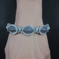 Lagos Muse Caviar Blue Sapphire Cuff Bracelet 6.34" Sterling Silver