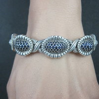 Lagos Muse Caviar Blue Sapphire Cuff Bracelet 6.34" Sterling Silver