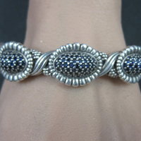 Lagos Muse Caviar Blue Sapphire Cuff Bracelet 6.34" Sterling Silver