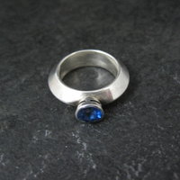 Vintage Carinated Sterling Silver Blue Spinel Ring Size 5.5