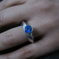 Vintage Carinated Sterling Silver Blue Spinel Ring Size 5.5