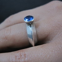 Vintage Carinated Sterling Silver Blue Spinel Ring Size 5.5