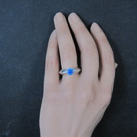 Vintage Carinated Sterling Silver Blue Spinel Ring Size 5.5