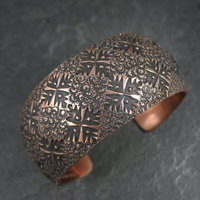 Wide Copper Cuff Bracelet Navajo Dakota Willie 6.5 Inches